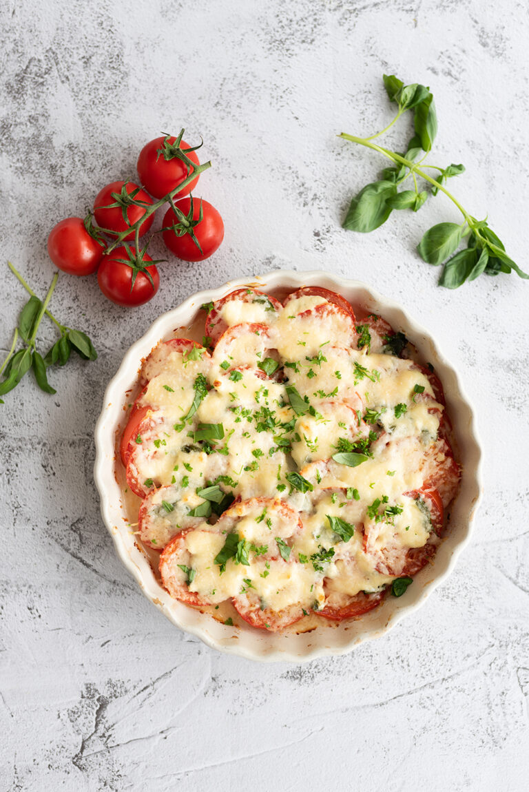 Tomatengratin met crème fraîche en kaas – BBQandCooking